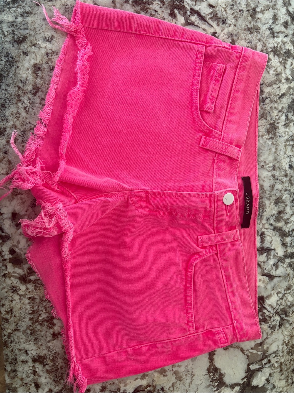 J Brand Neon Pink Frayed Denim Cutoff Shorts